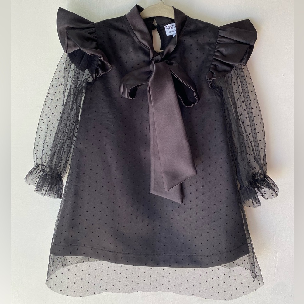 Black formal semi tulle dress from Abeille CC London